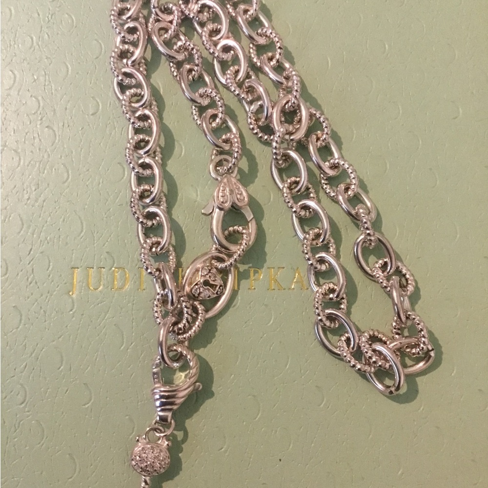 Vintage Judith Ripka Sterling Silver Key To My Heart Diamonique Necklace - Picture 4 of 12